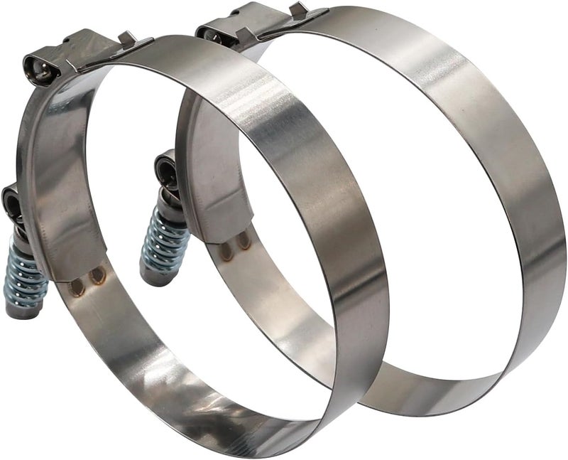 ROADFORMER 6" Heavy Duty T Bolt Hose Clamp Stainless Steel - Spring Loaded 158mm - 166mm for 6" I.D. Hose with 3mm - 6mm Wall Thickness, Auto-adjusting maintain Constant Tension (158mm - 166mm, 2 Pack) - Image 4